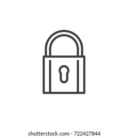 Padlock line icon, outline vector sign, linear style pictogram isolated on white. Symbol, logo illustration. Editable stroke