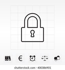 Padlock line icon, vector illustration