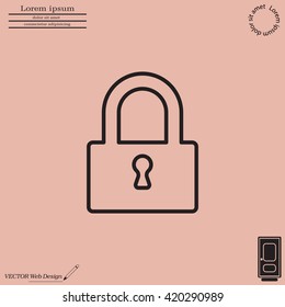 Padlock line icon, vector illustration