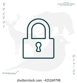 Padlock line icon, vector illustration