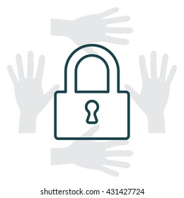 Padlock line icon, vector illustration