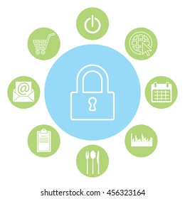 Padlock line icon, vector illustration