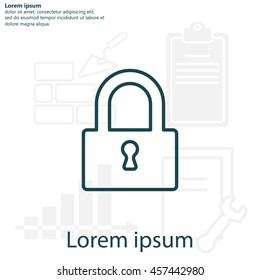 Padlock line icon, vector illustration