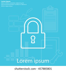 Padlock line icon, vector illustration