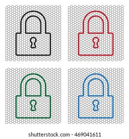 Padlock line icon, vector illustration