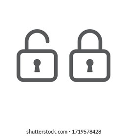 Padlock linear icon, symbol of security and safety. Lock pictogram.