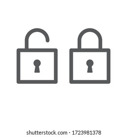 Padlock linear icon, symbol of security and safety. Lock pictogram.