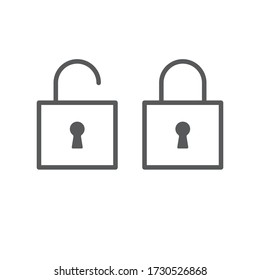 Padlock linear icon, symbol of security and safety. Lock pictogram.