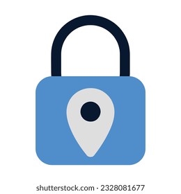 Padlock Location Icon. Flat Color Icon Design. 