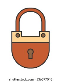 Padlock., lock. Flat colored icon. Object of safety, protection.