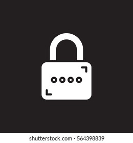 Padlock, Lock icon vector, filled flat sign, solid white pictogram isolated on black. Password symbol, logo illustration