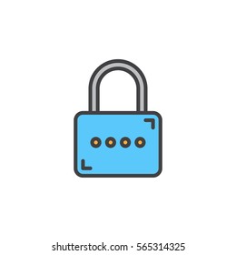 Padlock, Lock line icon, filled outline vector sign, linear colorful pictogram isolated on white. Password symbol, logo illustration