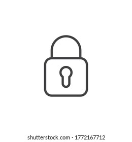 Icono de línea de bloqueo de bloqueo de Padlock. signo de estilo lineal para concepto móvil y diseño web. Icono de vector de contorno de bloqueo bloqueado. Símbolo, ilustración del logotipo. Gráficos vectoriales