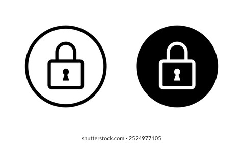 Padlock, lock line icon on black circle