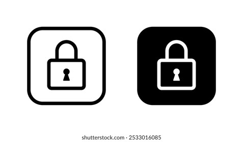 Padlock, lock line icon on black square