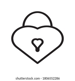Padlock or lock love icon flat design symbol