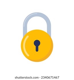 Padlock. Lock for safety and security protection. Locked secure mechanism, locking system. Vector illustration
