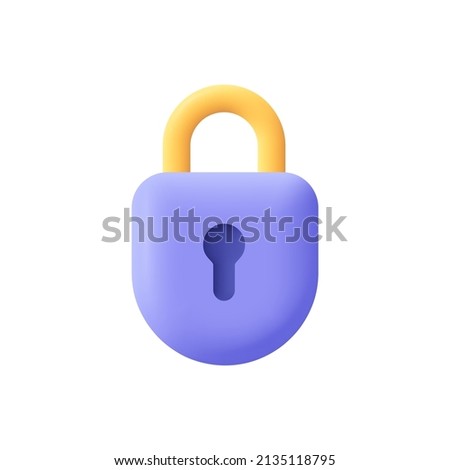 Padlock, lock. Security,  safety, encryption, protection, privacy concept. 3d vector icon. Cartoon minimal style.