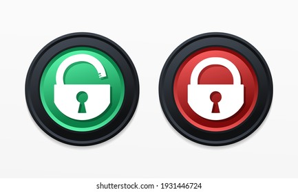 Botón de bloqueo y desbloqueo de bloqueo de Padlock. Accesibilidad. Vector de ilustración