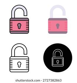 Candado, Bloqueo, Desbloqueo, Prensa Libertad Icono De Protección De Derechos De Medios, Adecuado Para App Móviles, App De Web Y Medios Impresos. Múltiples iconos de estilo, 
