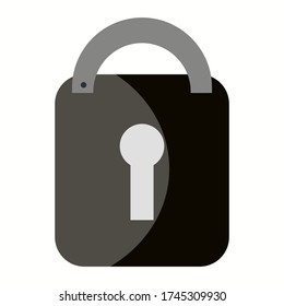 padlock is locked in a flat style.
