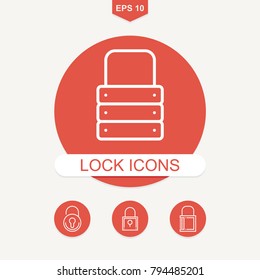 Padlock and locker vector flat icon objects