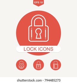 Padlock and locker vector flat icon objects