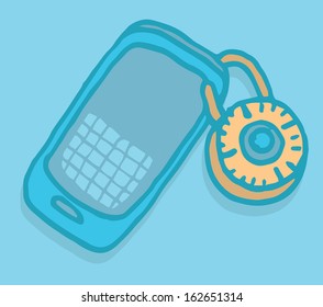 Padlock locking a cell phone