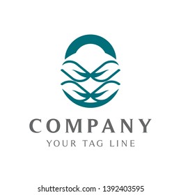 padlock logo abstract leaf object.