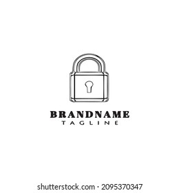 padlock logo cartoon design template icon black modern isolated illustration
