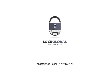 Padlock logo design combined globe. vector