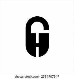 Padlock logo design with the concept of initial letters G H.