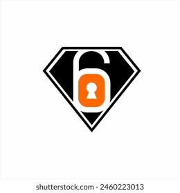 Padlock logo design with diamond illustration.