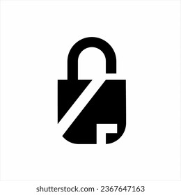 Diseño del logotipo Padlock con abstracto geométrico número cuatro.