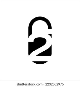 Padlock logo design with number 2.