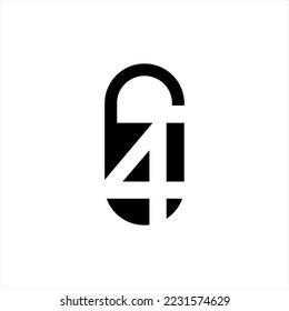 Padlock logo design with number 4.