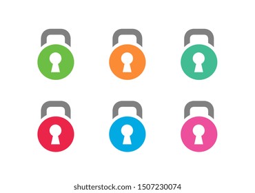 Padlock logo icon set, lock symbol collection - Vector