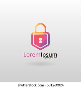 Padlock logo. Polygonal padlock logotype