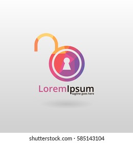 Padlock logo. Polygonal padlock logotype