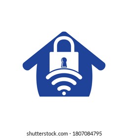 Logo de Padlock con diseño de señales y vectores domésticos. Símbolo o icono de seguridad y señal.
