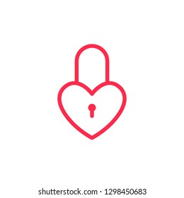 Padlock love heart icon. Valentines Day.