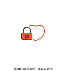 padlock love icon design template