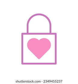 Padlock love icon duotone purple pink style valentine illustration vector element and symbol perfect.