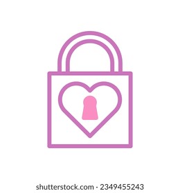 Padlock love icon duotone purple pink style valentine illustration vector element and symbol perfect.