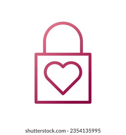 Padlock love icon gradient white red style valentine illustration vector element and symbol perfect.