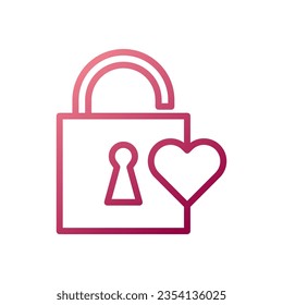 Padlock love icon gradient white red style valentine illustration vector element and symbol perfect.