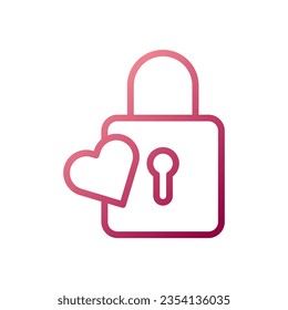 Padlock love icon gradient white red style valentine illustration vector element and symbol perfect.