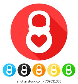 Padlock Love Icon Round Flat Vector Art Design Color Set 