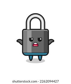personaje de mascota de candado que dice que no sé, diseño de estilo lindo para camiseta, pegatina, elemento logo