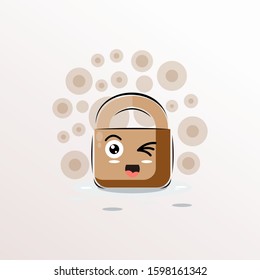padlock mascot expressions design vector